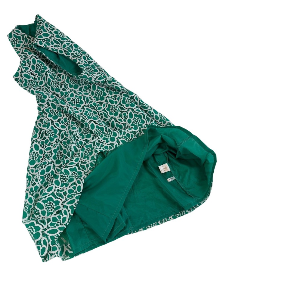 Eva Mendes New York & Company Green White Floral Lace Fit and Flare Dress 6 - Picture 7 of 9